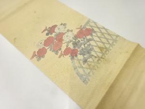 アンティーク　光悦垣に菊模様袋帯（材料）